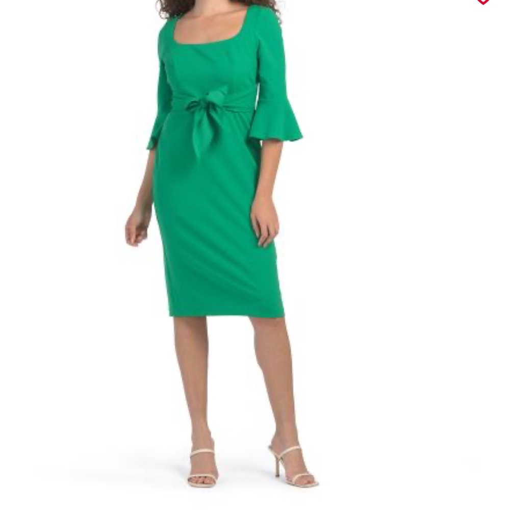 NWT, Adrianna Papell, Elegant Green Dress with tie on front.Size 4